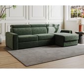 Sofá cama esquinero reversible tipo italiano de pana verde - para dormir de 140 cm - colchón de 18 cm - vizir