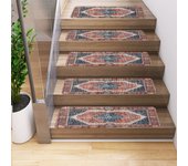 Paquete de 5 alfombrillas antideslizantes para escaleras, alfombras, peldaños de escalera, alfombrillas para escaleras con borde, 76 x 20 cm