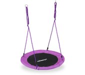 Relaxdays columpio jardín nido de altura ajustable para niños y adultos, hasta 100 kg, morado, ø 90 cm