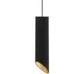Lumicom | rond coupè lámpara pendiente, 1x gu10, max 33w, metal, negro mate/hoja de plata, d.6cm x h30cm