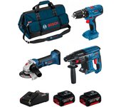 Bosch kit 18v bk305bag (gbh 18v-21 + gsb 18v-21 + gws 18-125 v-li + 2 x 5,0 ah + gal18v-40 + bolsa)