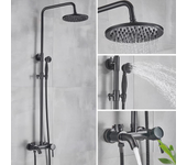Columna de ducha de baño con caño, color negro mate. carat