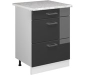 Vicco mueble bajo de cocina r-line, antracita alto brillo, 60 cm con cajones y encimera