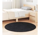 Alfombra peluda de pelo largo navarra negra 120x120cm poliéster