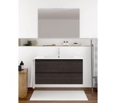 Mueble de baño suspendido ibiza de 2 cajones incluye lavabo y espejo - roble sinatra 90 x 45 cm seno centrado