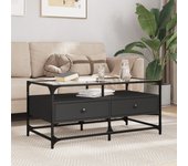 Mesa de centro con tapa de cristal negro 98,5x50x45 cm acero
