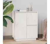 Aparador | aparador de comedor | armario de cocina de madera maciza de pino blanco 60x34x75 cm cfw77305