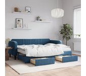 Sofá cama nido y cajones azul 80x200 cm terciopelo
