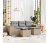 Juego de sofás jardín con cojines 5 piezas | conjunto de jardín de ocio | set de comedor de jardín ratán sintético beige cfw461198