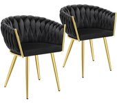 Tectake juego de sillas de comedor acolchada, con tapizado de terciopelo, diseño anudado