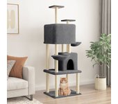 Rascador para gatos con rascador de sisal gris oscuro 180 cm