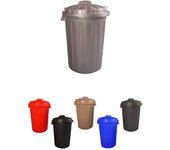 Cubo basura diseño moderno de plástico con tapadera | cubo resistente almacenaje y reciclar | 100 litros (plata)