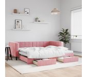 Vidaxl sofá cama nido con cajones terciopelo rosa 90x200 cm