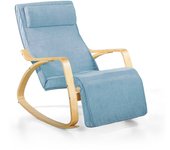 Sillón mecedora con reposabrazos en tejido denim 67x91x110-130 cm