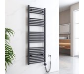 Emke radiador toallero eléctrico h.140 × a.50 cm con resistencia termostática, radiador secatoallas electrico 572 w antracita