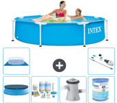 Paquete de piscina - intex - alrededor - 244x244x51 cm + accesorios a1453