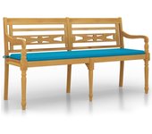 Banco batavia con cojín azul 150 cm madera maciza de teca