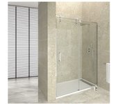 Mampara frontal fijo + corredera moving transparente cromado 135 cm