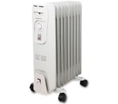 Radiador de aceite 9 elementos, 3 niveles de potencia, regulador temperatura termostato, ruedas, emerio, blanco, 2000, ho-105589