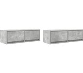 Muebles de tv 2uds | mueble de salón | mesa de tv madera ingeniería gris hormigón 80x31x25,5cm cfw27044