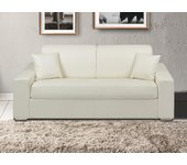 Sofá cama italiano 3 plazas piel sintética emir - blanco - cama 140 cm - colchón 18 cm