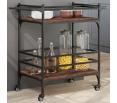 Carro de cocina roble marrón 82x40x78,5 cm de madera contrachapada