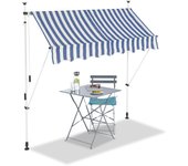 Relaxdays toldo de vela, protección solar, retráctil, sin taladro, ajustable, azul y blanco, 200 cm