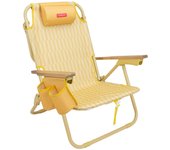 Flamingueo silla playa plegable hamaca reclinable reposabrazos 5 posiciones amarilla