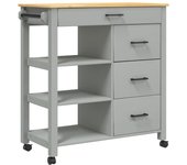 Carrito de cocina，estantería de cocina, carrito de servir monza madera maciza de pino 84x40x90 cm cfw59938