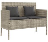 Banco de jardín | silla de jardín con cojines ratán sintético gris claro cfw31930