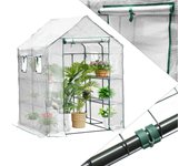 Invernadero de jardín para plantas hortícolas flor tarpaulin reforzado 135g-m2 proteja sus plantas 143x143x195cm, blanco