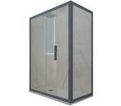 Mampara de ducha corredera 70x130 cm de pvc azul marino h 200 vidrio transparente mod. deco duo
