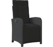 Silla reclinable de jardín | silla de exterior | sillon jardín con reposapiés ratán pe negro cfw598887