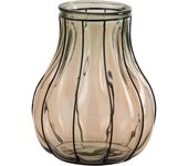Jarrón de vidrio y metal topo l24*l24*h30cm