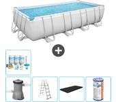 Paquete de piscina - bestway - rectángulo - 488x244x122 cm + accesorios cb29