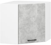 Armario de cocina suspendido en ángulo: 1 puerta, 2 estantes, blanco | hormigón, grande: 60 cm, alto: 58 cm, fondo: 30 cm