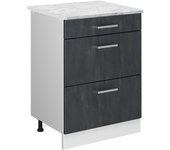 Vicco mueble bajo de cocina r-line, hormigón negro, 60 cm et mármol