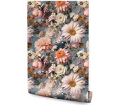 Papel pintado no tejido con foto flores hojas plantas efecto 3d natur para sala de estar