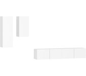 Conjunto de mueble de tv de 4 piezas, madera contrachapada blanca