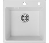 Auralum max blanco fregadero de cocina de granito de cuarzo de un seno de 45 x 45 cm - fregadero de encimera