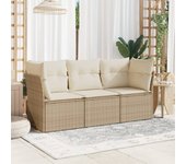 Juego de sofás de jardín con cojines beige 3 piezas | conjunto de jardín de ocio | set de comedor de jardín ratán pe cfw451896