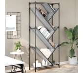 Estantería librería，armario de libros madera ingeniería y metal gris sonoma 79x30x180 cm cfw73571