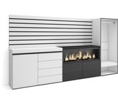 Amueblate online, aparador, con almacenamiento,dormitorio, habitación, chimenea eléctrica, cómoda, cajonera, vestidor abierto, blanco