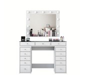Mesa de maquillaje con espejo luces led blanco 13 cajones