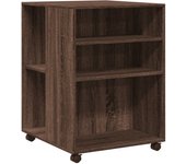 Mesa auxiliar ruedas madera ingeniería marrón roble 55x60x78 cm