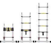 Vevor escalera telescópica aluminio 3,8 m, capacidad 170 kg, con barra estabilizadora, escalera plegable multibotones, reparación casa, autocaravana