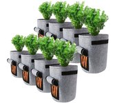 Paquete de 8 macetas de alto rendimiento de 56 l, 40 cm de profundidad x 45 cm de alto, para plantar en interiores y exteriores, color gris.