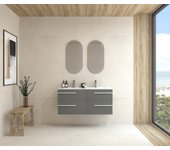 Mapau pack mueble de baño con lavabo doble y espejo cápsula doble curie dos cajones gris macadam 120cm