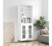 Aparador alto | aparador de comedor | armario de cocina madera contrachapada blanco 69,5x34x180 cm cfw75836