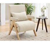 Sillón individual 64x68,5x93 cm - convertible 3 en 1 - acolchado - lino - beige + natural